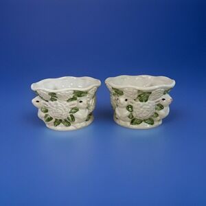 Vintage Caffco Easter Rabbit Planter with White Roses and Green Leaves ~Set Of 2